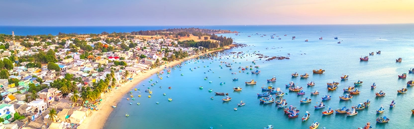 Nadmorska część Phan Thiet z plażą i Morzem Południowochińskim
